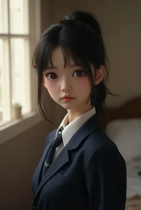 One Girl，(とてもcute女子高生:1.3)，masterpiece，Best Quality， High Resolution ，((( photorealistic)))，RAW Photos， ray tracing that lets you expose your body， physically-based rendering ，beautiful girl，(Age 15:1.4)，cute，A faint smile，(detailed pupils:1.2)，(The face i...