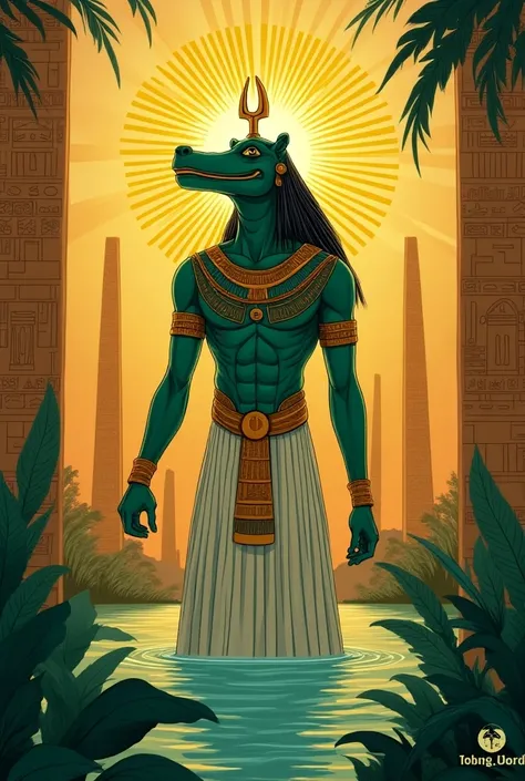 An Egyptian god with the color green 