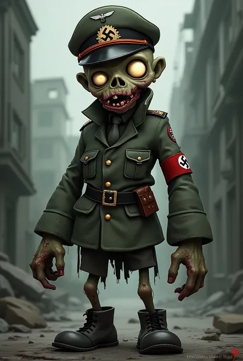   Zombie from Plants vs . Zombies 2 ,  a basic zombie with the characteristic style of this game and in 2D with a Nazi theme 