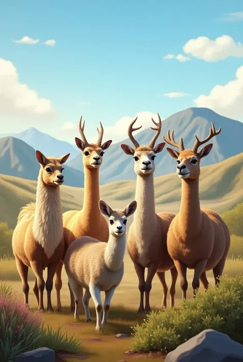 In that same image add Vicuña, Deer,alpaca