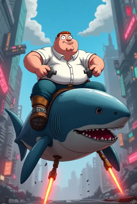 peter griffen ridinga robot laser shark