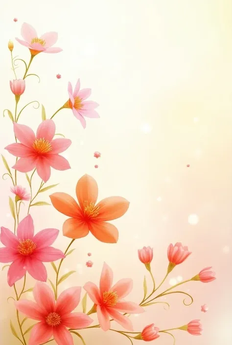 Endless collage picture of flowers, bright water coloring, pink, orange, white background with bubbles