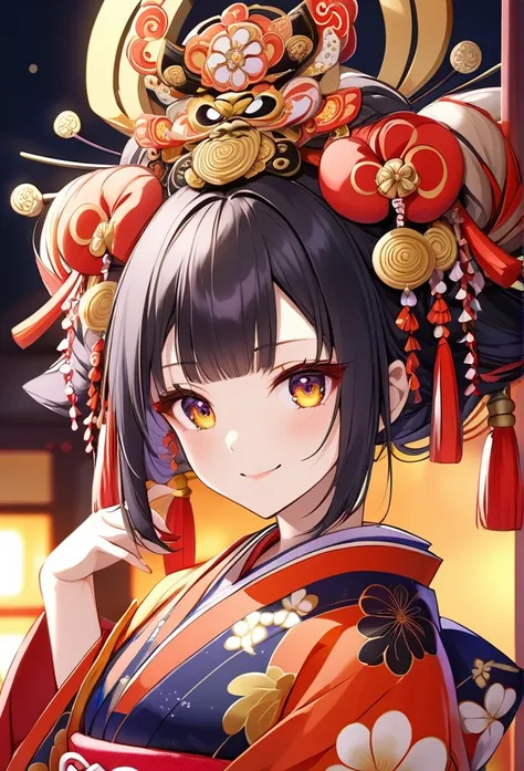 "Hana-chan is dressed in an extravagant Oiran kimono, gazing confidently and provocatively at the camera with a subtle smile. Her beautiful black hair is elegantly styled, adorned with ornate hairpieces that catch the light. Her eyes hold a strong sense of...