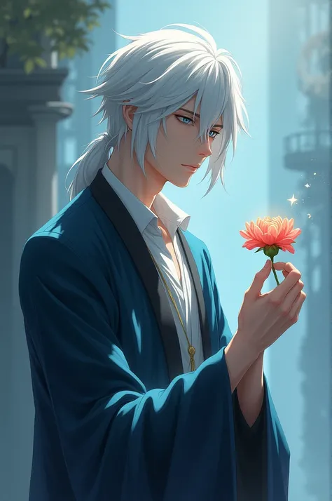 Gojo holding flower