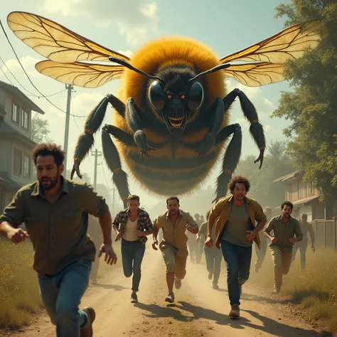 Humans flee from giant honeybees