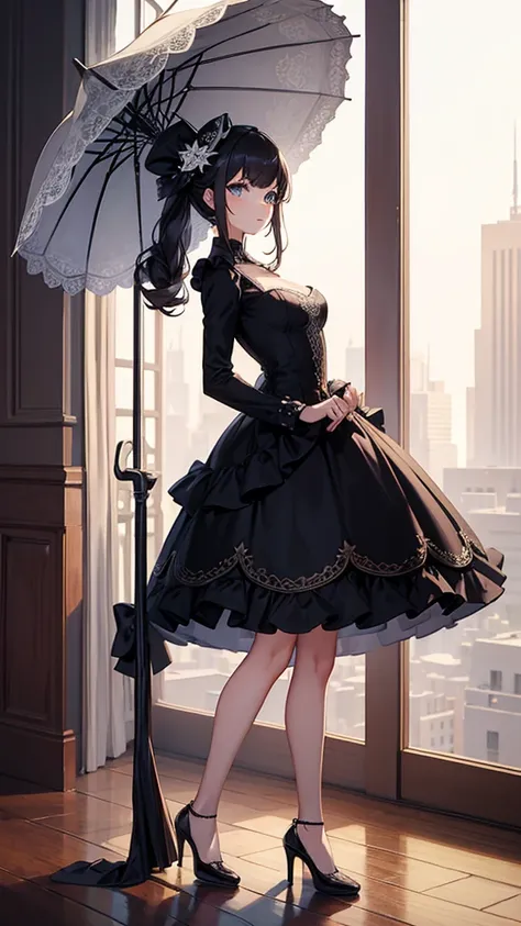 Ball gown, whole height hat Umbrella beautiful 