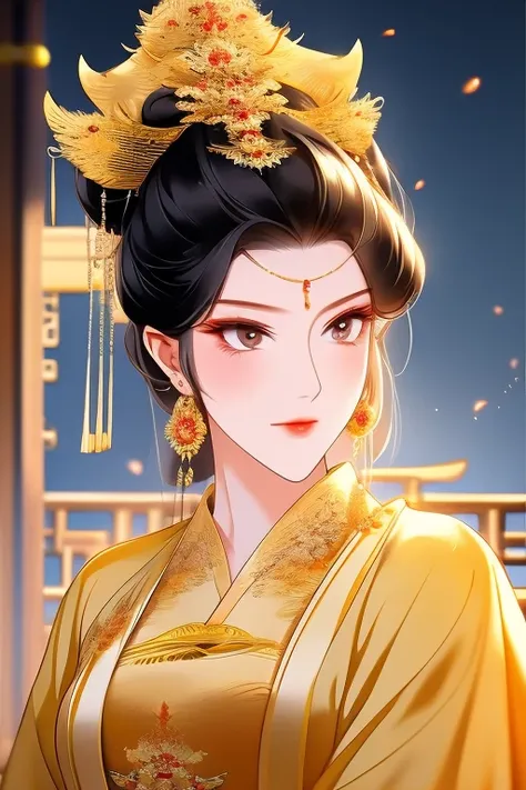 Best quality，tmasterpiece，16k,A 40-year-old woman，Women pay attention to beautiful Chinese style clothes，natta，rays of moonlight，Asian architecture，Elaborate Eyes，Detailed faces，