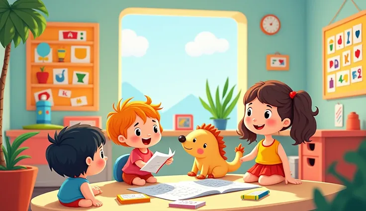 We sing our ABCs, and 1-2-3s,
Shapes and colors, oh so bright, you’ll see!
Pre school learning s cartoon 