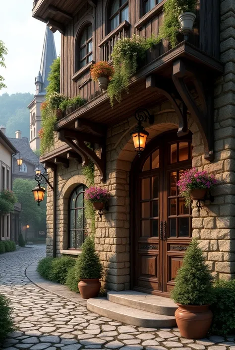 Restaurant exterior。 medieval Europe 。