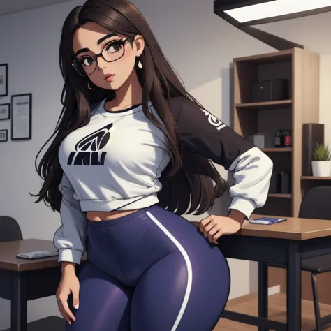 a cute petite short skinny wide thick hips nerdy mexican teen, short wild volumetric hair, one wearing glasses, beautiful detail...