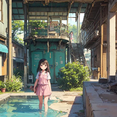 
(masterpiece、Detailed Anime)、((Three cute girls、Three elementary school girls、Summer clothes、にぎやかでfun))、( housing complex、Old and dirty stairs in the amusement facility 、General store、Battleship Island:1.2、Vending machines、garbage、Use waterways)、(Poor con...