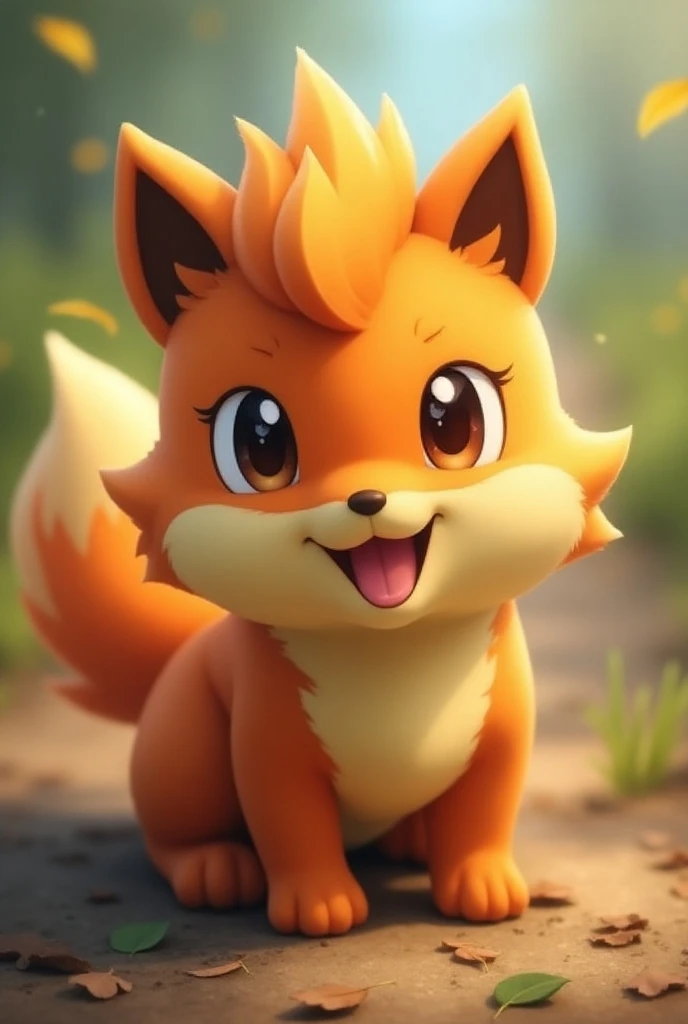 high resolution, masterpiece, The best quality, High details, High Quality, very detailed, Ground and Fire type pokemon, dog, Growlithe