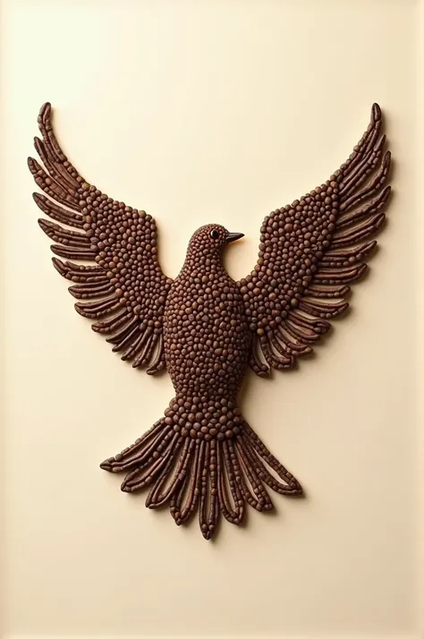 Dobe bird of peace made of coffe seeds 