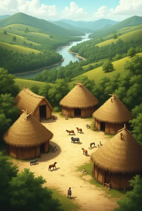 Make a Neolithic poster showing what animal houses and peoples homes were like at that time