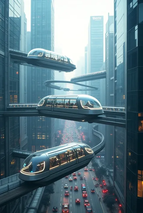 New way of transport for big cities mostly made of glass

