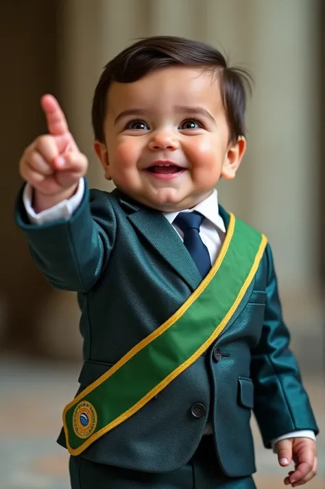 Aqui está um prompt detalhado para gerar a imagem solicitada:

**Prompt:**

A highly realistic and adorable baby version of Brazils former president, Jair Messias Bolsonaro. The baby has the distinct facial features of Bolsonaro, including his characterist...