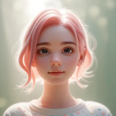 delicate 3d pvc model of cute woman, looking at viewer, soft smooth lighting, with soft pastel colors, 3d icon clay render, 120m...