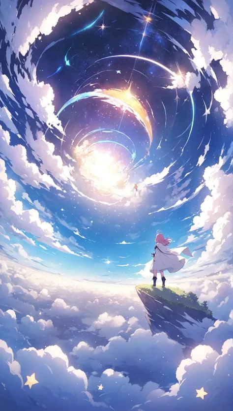 Morning Glow、Asahi,   Minato Aqua standing in the distance(White Cape、Hooded、boots), White Clouds  ,On the Hill、 wonderful、Nostalgia、Vast、universe,Star