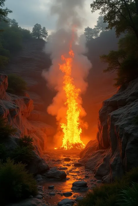 Picture of the eternal fire mrapen in midwest
Fire comes out of limestone