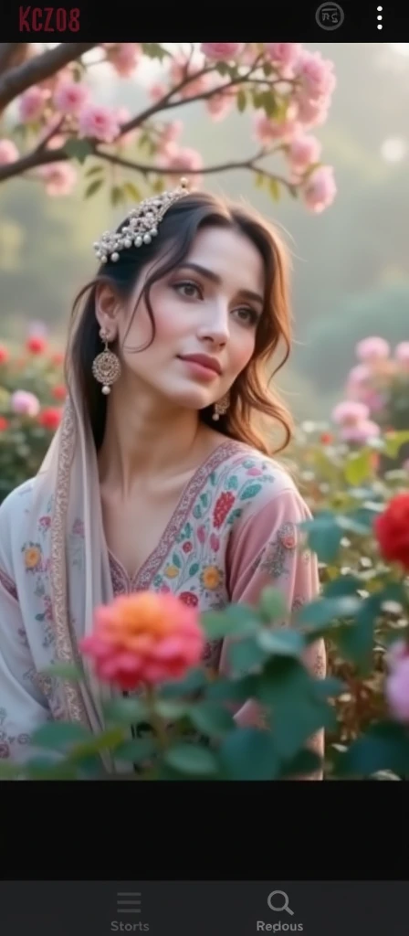 A beautiful girl in Pakistani dress in the garden 