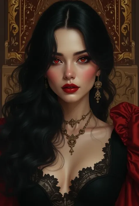 a beautiful vampire lady, intricate, elegant, highly detailed, digital painting, artstation, concept art, smooth, sharp focus, illustration, art by artgerm and greg rutkowski and alphonse mucha and william - adolphe bouguereau