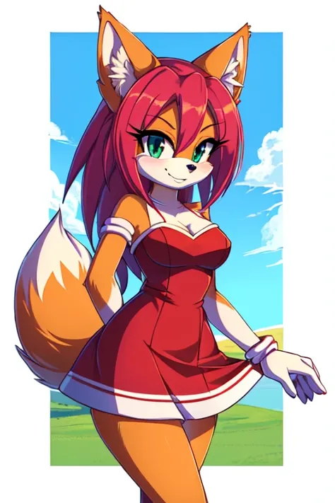 sonic the hedger by on devite, tonic the fox, furries wearing tails, female furry mini cute style, sonic oc, female fursona, by :5 sexy: 7, tails worn, female rouge assassin, female fox, from sonic, an anthro fox, foxy, amy rose red dress, foxgirl, art in ...