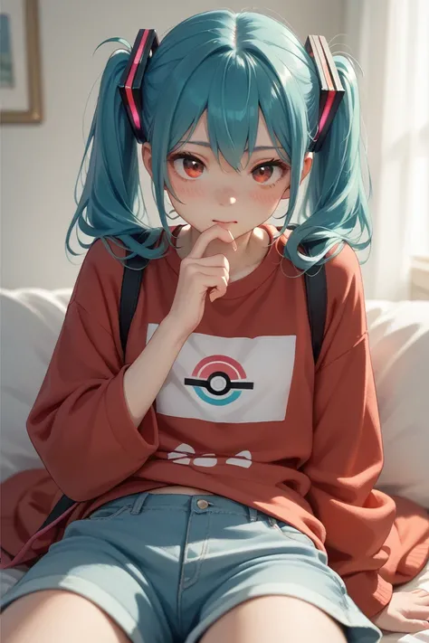 Pokemon Mimiku wearing Clothes in red eye position 