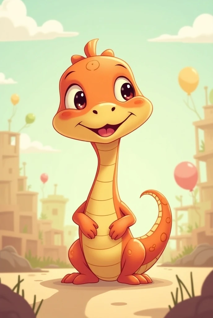 cartoon cute clothed standing snake