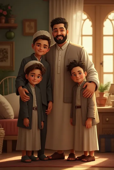 A young muslim father with "3 sons and a daughter"