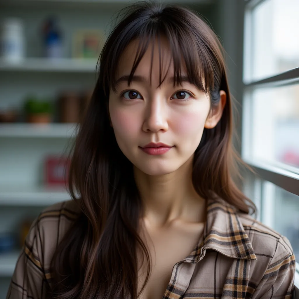 a young slender east-asian woman,fashion photography,with (long hair),realism ,shot on leica m10 with leica 35mm f-2 summicron-m...