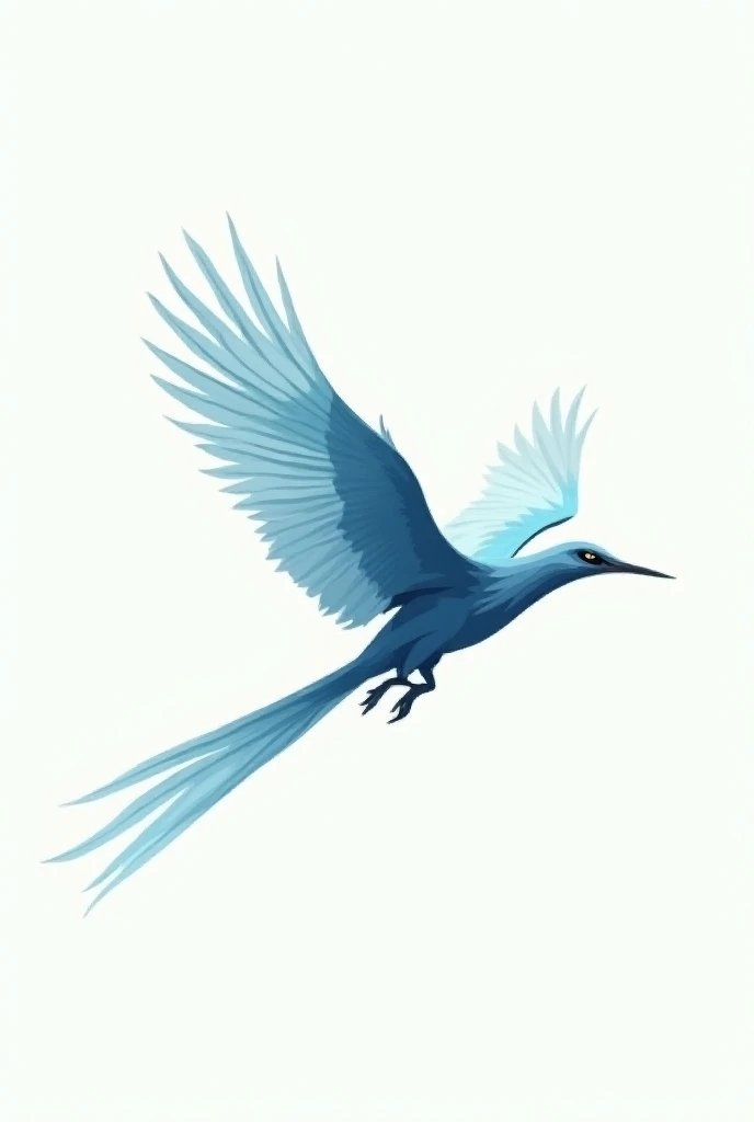 vector 1 sharp swooping descending bird , has long tail feathers of blue-white color accompanied by wings that close from the side angels 