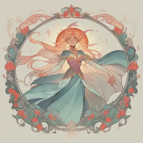 
 Craft an intricate Art Nouveau-style illustration of a mystical crystal mage in a euphoric setting. Showcase the mage manipulating the fabric of time using glowing crystals, with dynamic motion lines emphasizing the flow of energy. Embellish the scene wi...