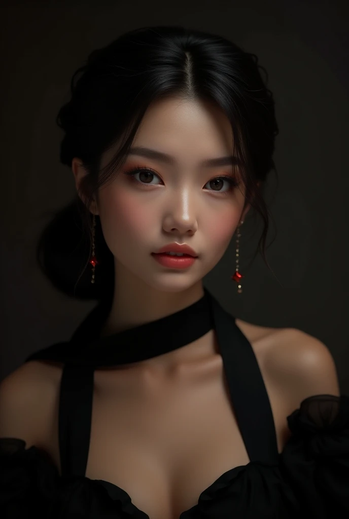 (photorealism:1.2), beautiful woman, Mixed race French-korean girl with long hair and hazel eyes woman in her late twenties with a sharp, mature look that told him she didn’t smile frequently. Her face was long and oval with an evenly pointed chin, her vul...