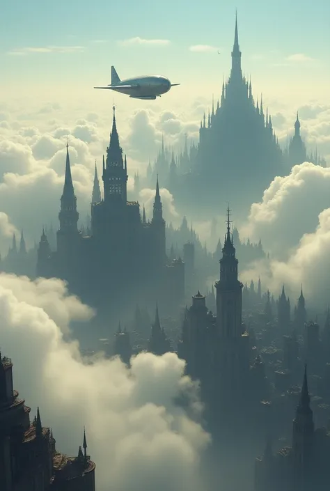 there are many buildings and a plane flying in the sky, floating city on clouds, floating city in the sky, steampunk airships fly overhead, a steampunk city, bioshock infinite style, victorian steampunk mega city, victorian steampunk city vista, steampunk ...