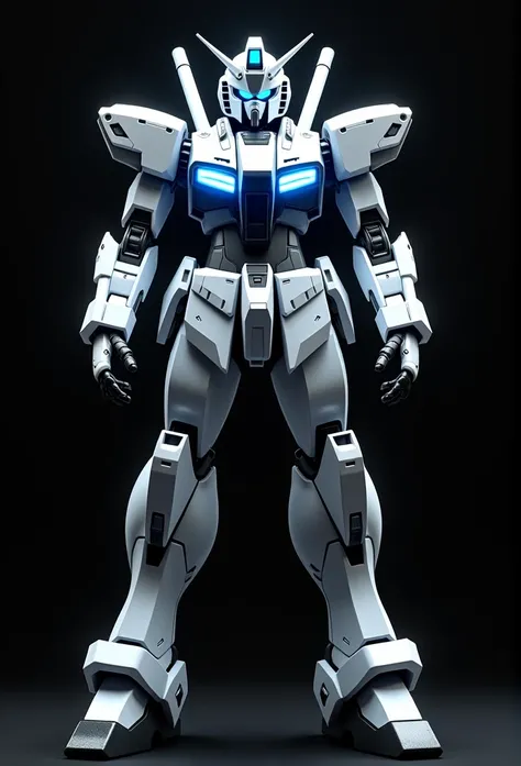 Shining Effect，night， Pure black background ，  Highly detailed and ultra-realistic visual effects ，oc rendering，Use 70mm-AR to shoot ， Surrealism，Super real photos，Supene，A work of art， movie lighting，Movie perspective， Gundams chest blue lights ，White、gre...