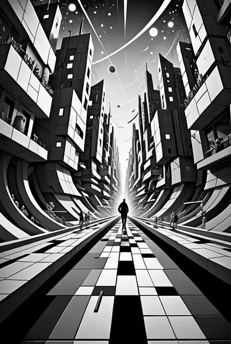 Landscape envisioned from the mind of an ADHDer walking through time and traveling through distortions of themselves.  What a trippy ride.  Sci fi sci fi futuristic futuristic cubism cubism bizarro bizarro Masterpiece, Super Detailed, Super Detailed, Zoom ...