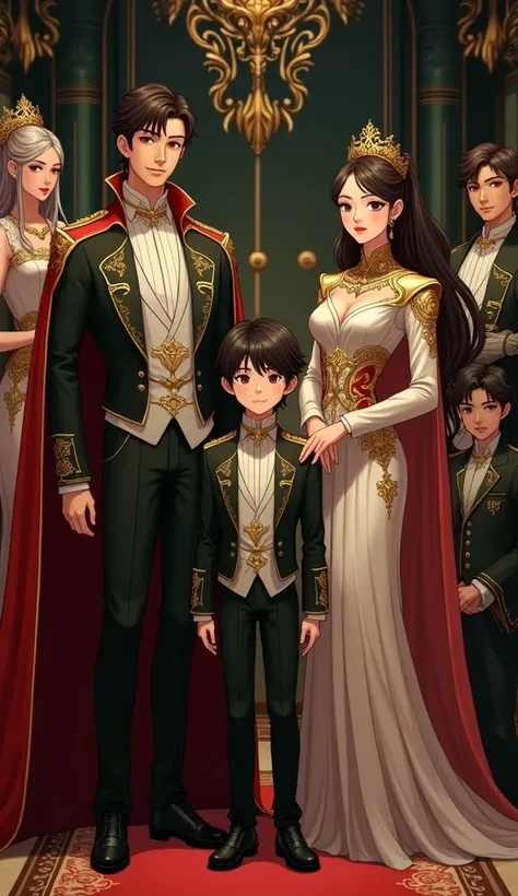 Famille royale, avec un petit garçon , anime tenue future