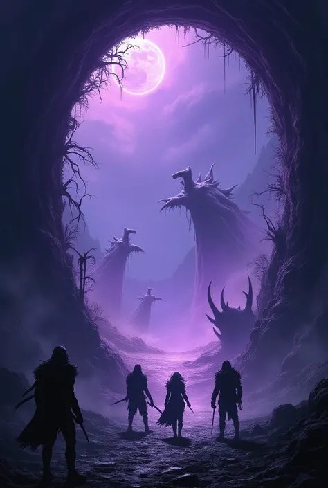  and a portal to another world that suddenly appears deep in the dark forest 。 monsters of strange shapes overflow from the portal 、 purple light swirls around it 。 A devastated landscape of another world spreads beyond the portal 、 and {x} adventurers con...