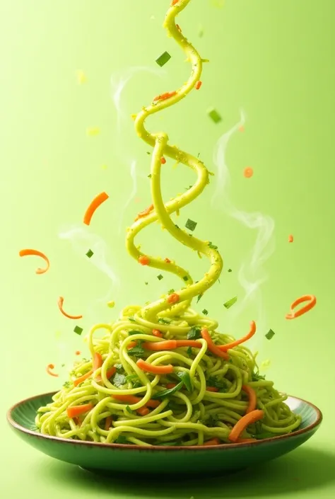 Make green fried noodles more animated