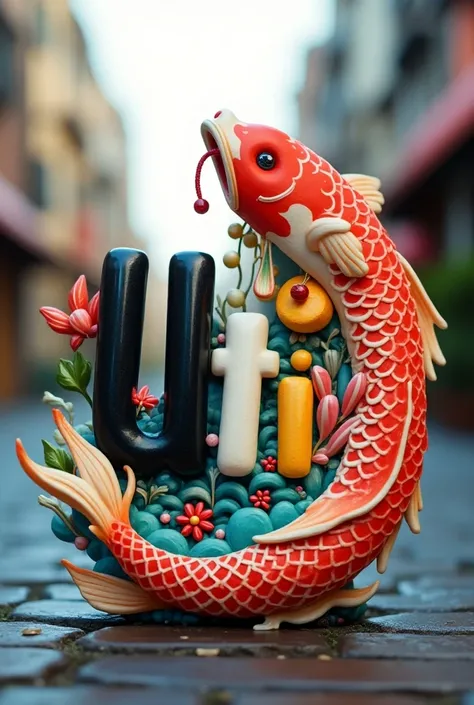 A vibrant and colorful three-dimensional graphic of the small letters "U.T.I" with a stylized design of an oriental-style coi fish. The letters are depicted in a mix of bright colors, which is based on black, red, white and includes green, pink, blue, and ...