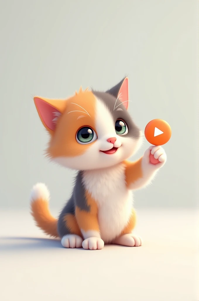 Cute cat with subscribe button in hand 