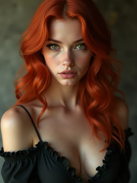 young woman, red hair, 25 years old, sexy look