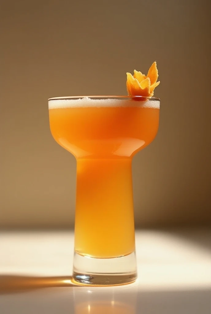  Cocktail golden-amber drink with ginger candy for garnish, Realistic photo, best quality