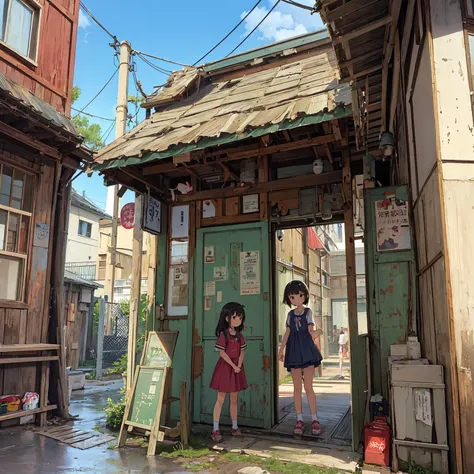 
(masterpiece、Detailed Anime)、((Three cute girls、Three elementary school girls、Summer clothes、にぎやかでfun))、(Poor conditions)、( housing complex、Old and dirty stairs in the amusement facility 、General store、Battleship Island:1.2、Vending machines、garbage、Use wa...