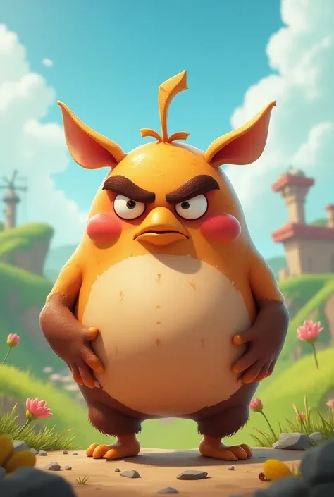 Generate fat bomb from angrybirds with plasus ears 