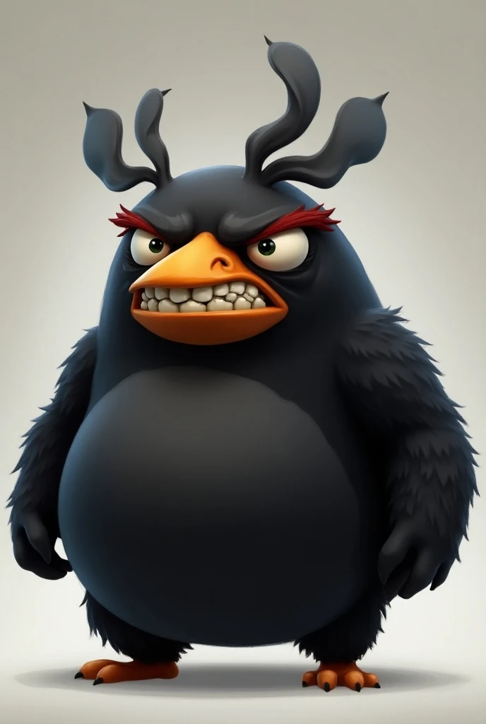 Generate black very fat bomb from angrybirds with plasus ears 