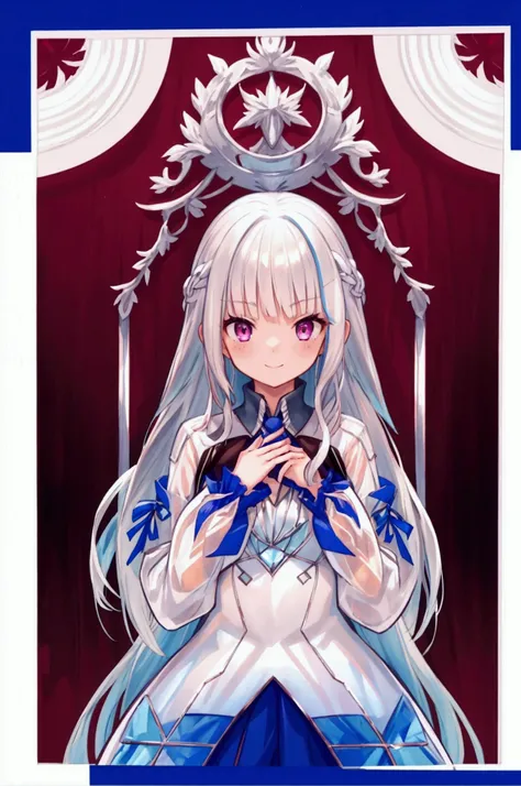 girl,lize helesta、Silver Hair、 long hair、smile、Embarrassed、 flat chest、 bodysuit、See-through、 Looking Here 、 High Resolution ,High image quality,