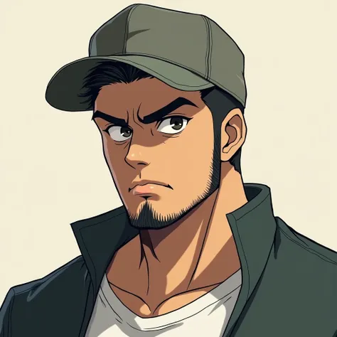 Adult male character in cap with goatee anime style beard