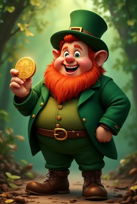 Fat red-haired leprechaun chocolate coin 
