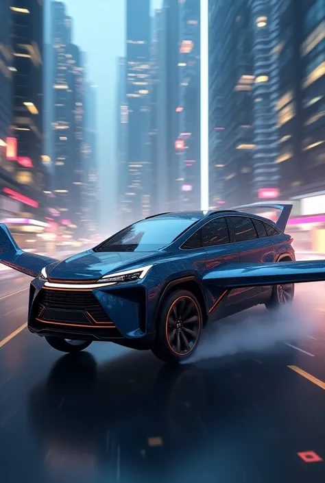 Can you make me a flying SUV car with wings from the future in profile